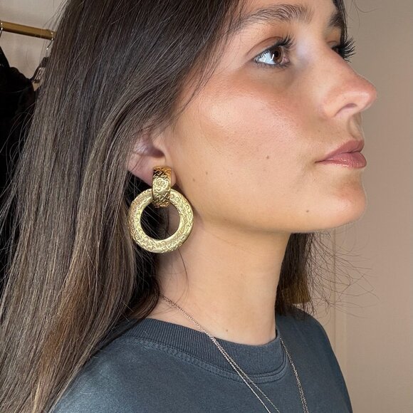 Chanel Logo Hoop Earrings - Picture 4 of 5